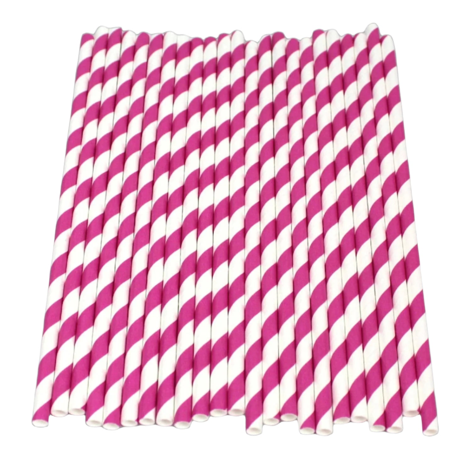 Pink and white striped straws on a light gray background