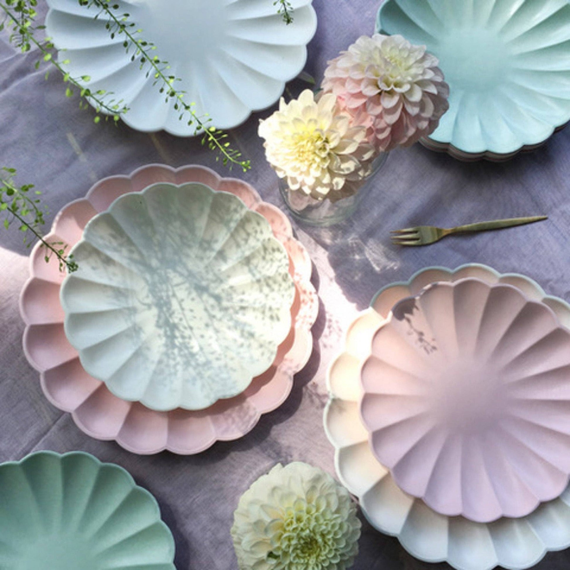 Cream Fluted Dinner Plates