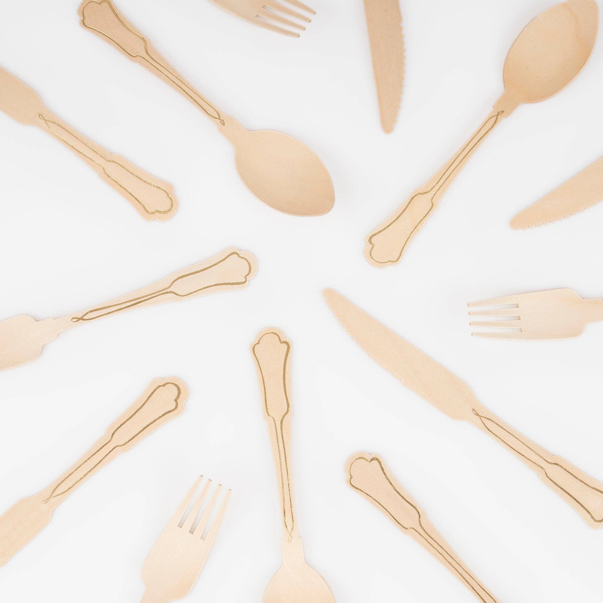 Gold Foil Birch Cutlery Set
