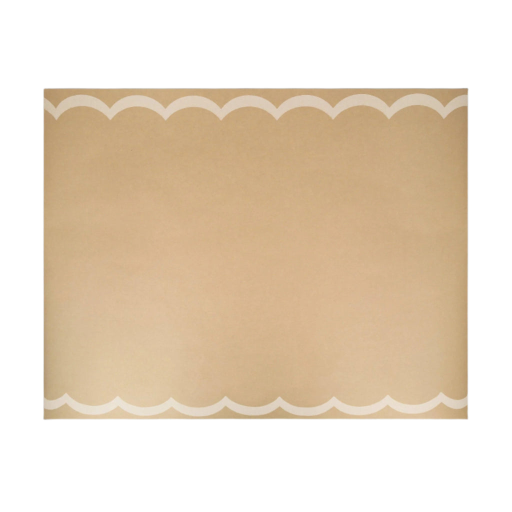 Beige paper with white wavy border on a white background