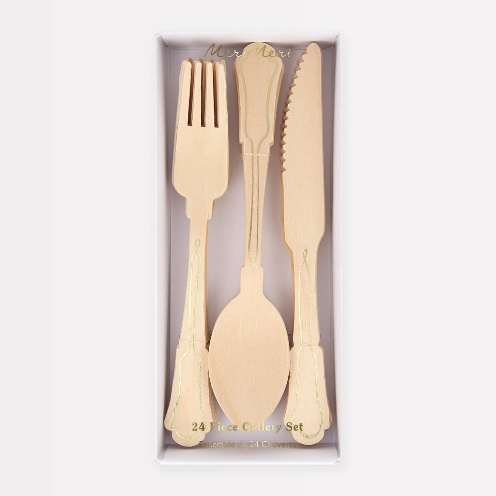 Gold Foil Birch Cutlery Set